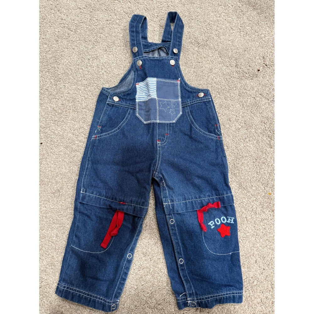 Vintage‎ y2k Disney Winnie the Pooh 100 Acre Collection Denim Overalls Size 2T